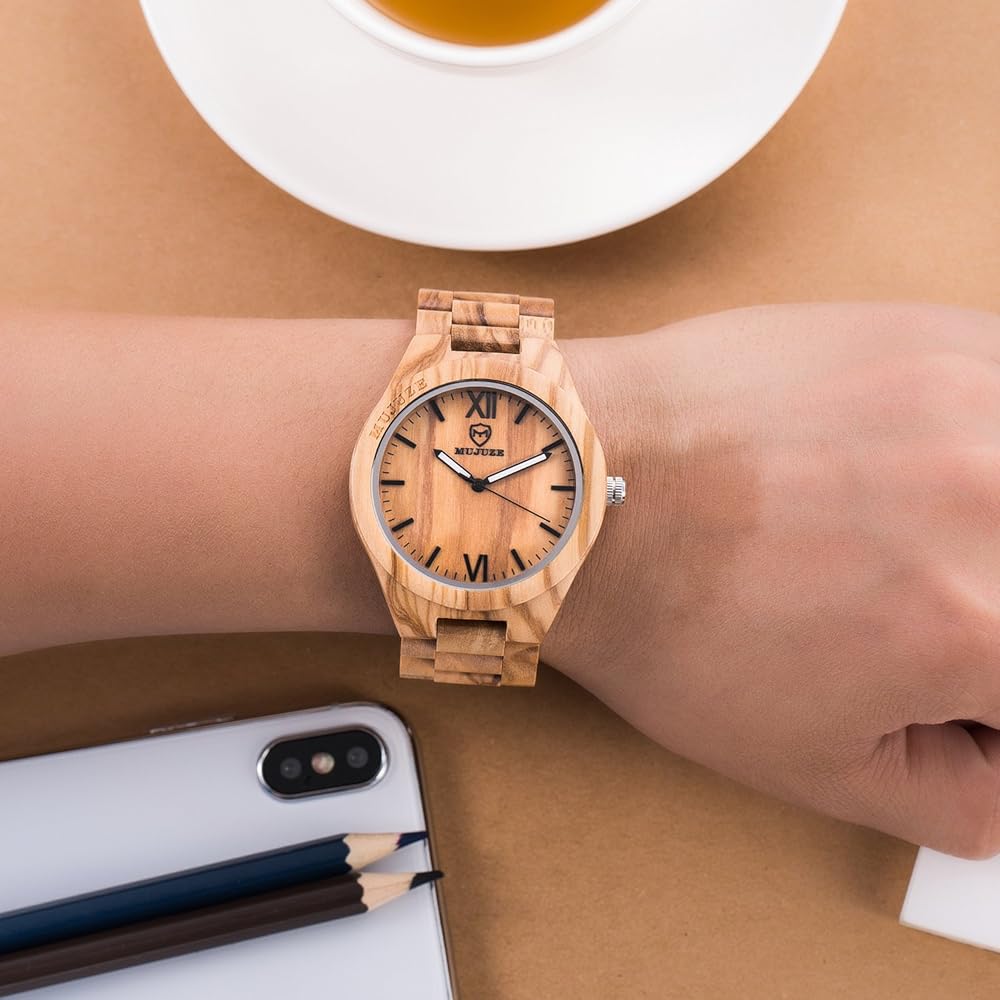 Amazon.com: MUJUZE Wood Watch for Men Dad, Wooden Watch